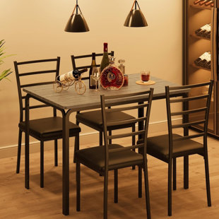 HOKKU DESIGNS Landrea Dining Table Set For 4,Kitchen Table And Chairs For 4, 5 Piece Dining Table Set, Modern Dining Room Table Set, Dinner Table Set For 4, Rectangular Dinette Set Furniture For Home Office