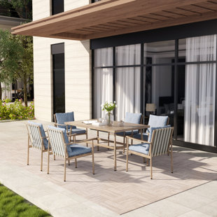 EGEIROS LIFE SleekLine 6 - Person Rectangular Outdoor Dining Set with Cushions