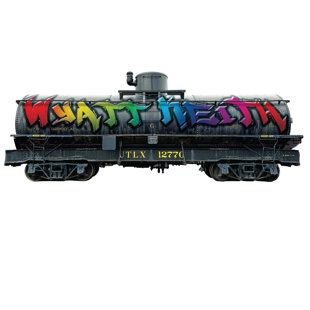 MYSTICKY Custom Name Railroad Car Wall Decal - Personalized Graffiti Wall Art - Train Room Decor