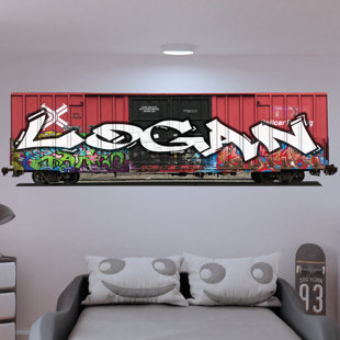MYSTICKY Personalized Graffiti Railway Wagon Name Wall Decal - Personalized Wall Sticker - Room Decor