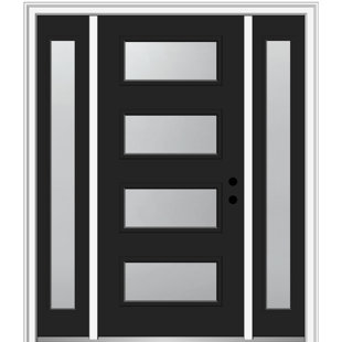 MMI DOOR Painted Steel Exterior with Two Sidelites 4-Lite Door