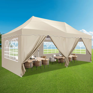 DREAMDWELL HOME 20' x 10' Waterproof Pop Up Canopy with Sidewalls, Storage Bag, Outdoor Easy Up Canopy Party Tent