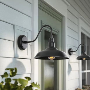 LONGSHORE TIDES Outdoor Gooseneck Lights for Farmhouse, Matte Black Exterior Barn Light with Wall Mount for Porch