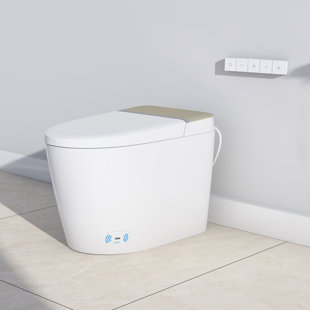 FANGFLOWER Smart Toilet With Bidet Built In, Auto Open & Close, Foot Sensing Bidet Toilet Combo With Auto Flush, Remote Control