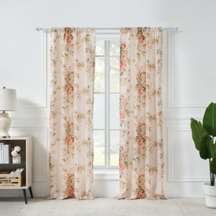 GREENLAND HOME FASHIONS Grace Floral Semi-Sheer Curtains/Drapes Pair (Set of 2)