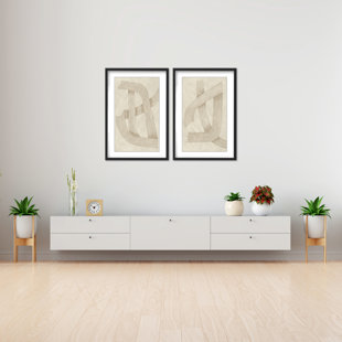 R2H MODERN Abstract Sophisticated Line Diptych (Set of 2)