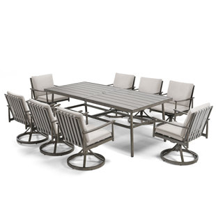 EGEIROS LIFE SleekLine 9 - Person Rectangular Outdoor Dining Set with Cushions