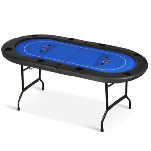 LUCKYREMORE 70.9'' 8 - Player Blue Foldable Poker Table