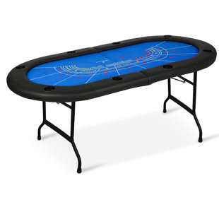 LUCKYREMORE 70.8'' 8 - Player Blue Foldable Poker Table