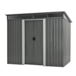 EGEIROS LIFE 8 ft. x 6 ft. Outdoor Storage Shed, Metal Shed with PC Transparent Board and Foundation