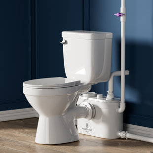 MaceratingFlo 750W Macerating Toilet System, Compact Basement Upflush Toilet with Extension Pipes
