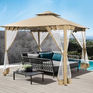 DREAMDWELL HOME 10 Ft. W X 10Ft. D Steel Patio Gazebo with 4 Removable Mosquito Nets For Outdoor Patio,Lawn, Garden