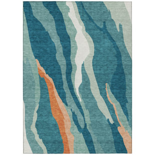 ADDISON RUGS Machine Washable Indoor/Outdoor Chantille ACN1047 Teal Rug