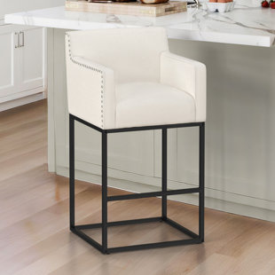 RED BARREL STUDIO® Levertis Upholstered Counter Stool with Metal Frame