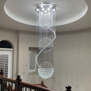 WADE LOGAN® Io 9 - Light Spiral Tiered Crystal Statement Chandelier for High Ceilings