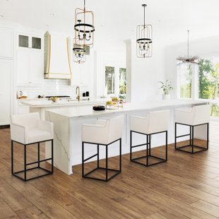 RED BARREL STUDIO® Levertis Upholstered Counter Stool with Metal Frame (Set of 4)