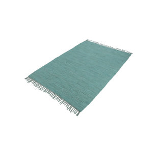 CARPETFINE Chindi Uni Solid Colour Hand Crafted Hand Braided Turqoise Area Rug