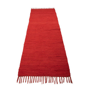 CARPETFINE Chindi Uni Solid Colour Hand Crafted Hand Braided Red Area Rug