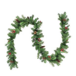 NORTHLIGHT SEASONAL 9' x 10" Noble Fir with Berries Artificial Christmas Garland - Unlit