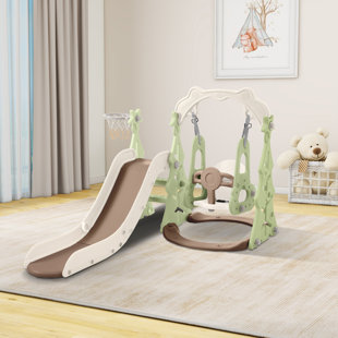 JUNMEI 3 In 1 Toddler Slide With Climber And Swing Outdoor Indoor Slide Playset