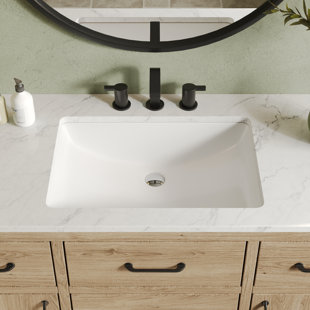 DeerValley 24" x 17" White Ceramic Rectangular Undermount Bathroom Sink with Overflow