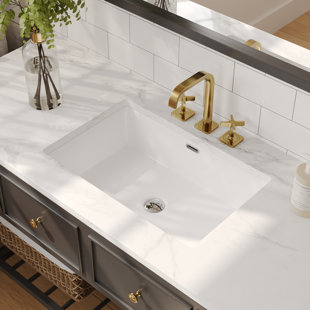 DeerValley 24" x 16" White Ceramic Rectangular Undermount Bathroom Sink with Flat Overflow