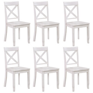 GRACIE OAKS Bronxton 17" Wide Wooden Dining Chairs With Cross-Back Design(Set Of 6)