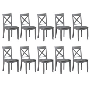 DUHOME 17" Wide Wooden Dining Chairs With Cross-Back Design(Set Of 10)