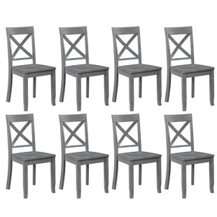 DUHOME 17" Wide Wooden Dining Chairs With Cross-Back Design(Set Of 8)