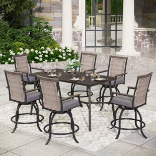 CANORA GREY 6- Person Rectangular Outdoor Dining Set With Cushions
