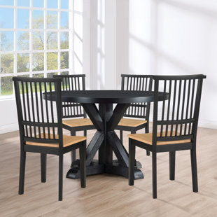 STEVE SILVER FURNITURE Molly Black 48" Table W/ 4 Magnolia Chairs