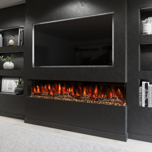 EVOLUTION FIRES 3D Panoramic 3 Sided Media Wall Electric Fireplace 72-inch