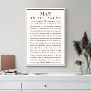 IDEA4WALL Man In The Arena' Speech By Theodore Roosevelt Inspirational Words Framed On Canvas Print Wall Art