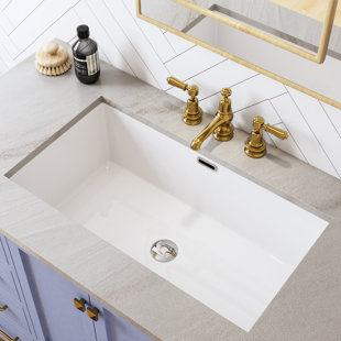 HOROW Undermount Bathroom Sink Rectangular, 27.6'' x 15.8'' White Rectangle Vessel Sink for Bathroom, Modern Ceramic Under Counter Sink with Overflow