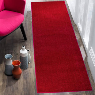 PURHOME Anti Slip Soft Adjustable Size Red Color Rug for Indoor