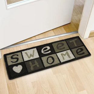 EVIDECO Sweet Home 30x10 Long Sheltered Front Door Mat Coco Black