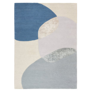 TOWN & COUNTRY LIVING Town & Country Luxe Olso Abstract Colorblock Handcrafted Area Rug Beige/Blue/Grey