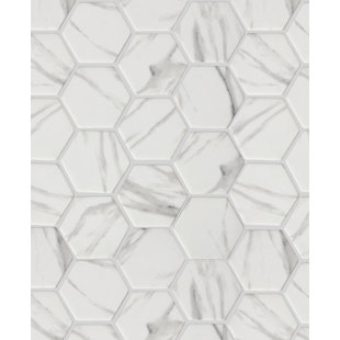 THOMAS AVENUE CERAMICS 3" x 3" Patterned Hexagon Mosaic Wall Tile