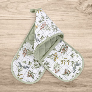 NO. 918 MILLENNIAL Provence Quilted Floral Print Double Oven Mitt