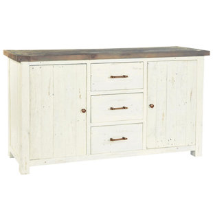 FERNLEAF Francine 153 Cm Wide 3 Drawer Pine Solid Wood Sideboard