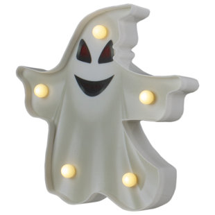 NORTHLIGHT SEASONAL 7" LED Lighted White Ghost Halloween Marquee Sign