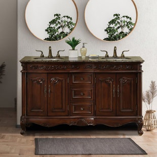 ASTORIA GRAND Gilliam 60'' Double Bathroom Vanity with Granite Top