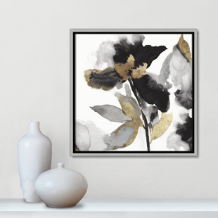 CASA FINE ARTS Black Petals Gold Leaves II Print by Asia Jensen