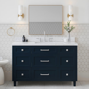 ARIEL BATH ARIEL Monroe 54 Single Sink Bathroom Vanity with Carrara Quartz Top