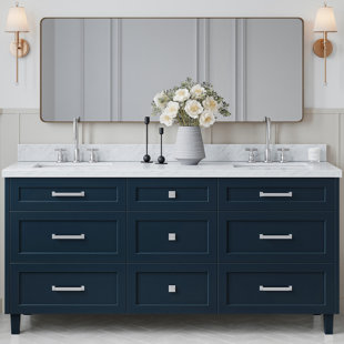 ARIEL BATH ARIEL Monroe 73 Double Sink Bathroom Vanity with Italian Carrara Marble Top