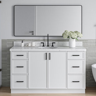 ARIEL BATH ARIEL Kelly 60 Single Sink Bathroom Vanity with Carrara Quartz Top
