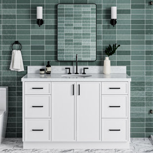 ARIEL BATH ARIEL Kelly 55 Single Sink Bathroom Vanity with Italian Carrara Marble Top
