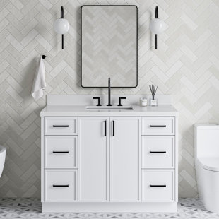 ARIEL BATH ARIEL Kelly 49 Single Sink Bathroom Vanity with Pure Quartz Top