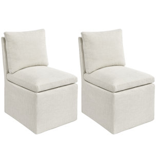 HOKKU DESIGNS 19" Wide Modern Beige Dining Chair With Padded Backrest (Set of 2)