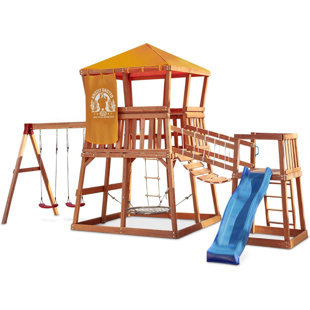 BRAVICH Little Tikes Real Wood Adventures Grizzly Grotto XL Wooden Climbing Frame Swing Set